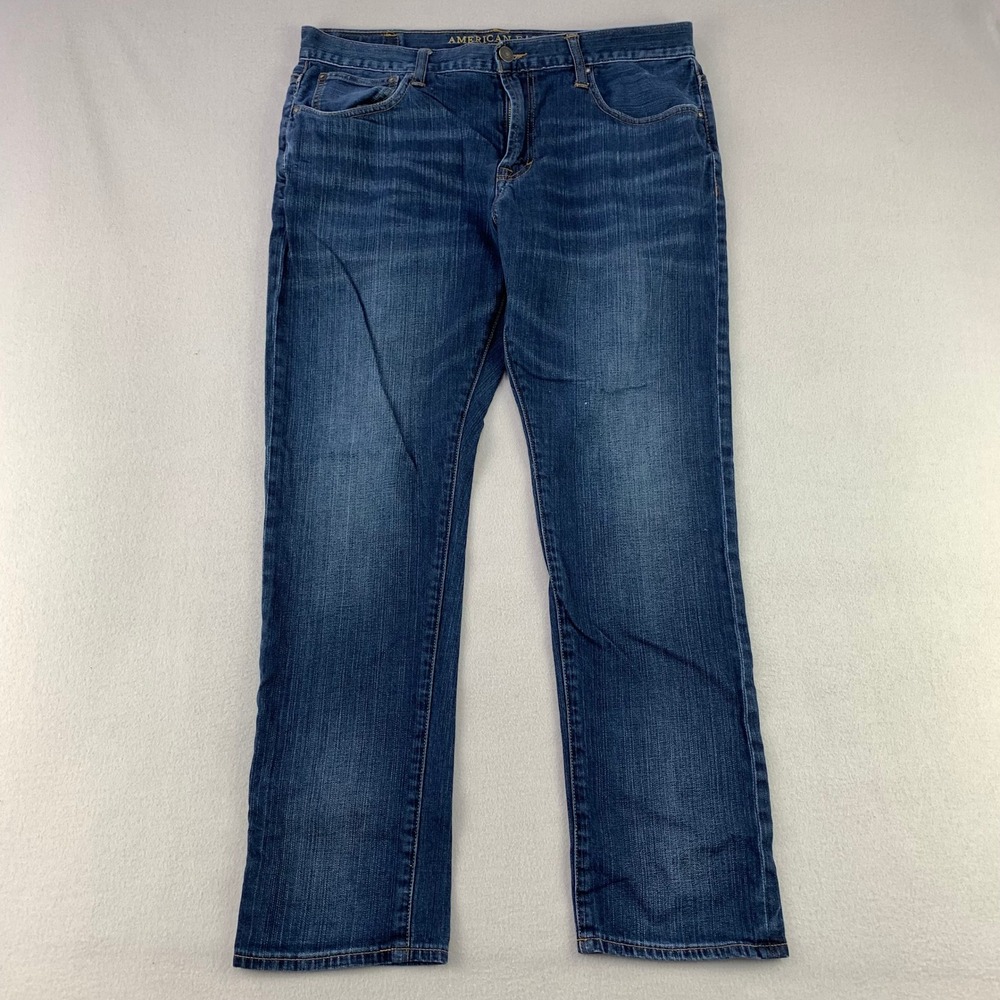 American Eagle Outfitters Jeans Mens 36/32‎ Blue Straight Leg Denim Stretch
